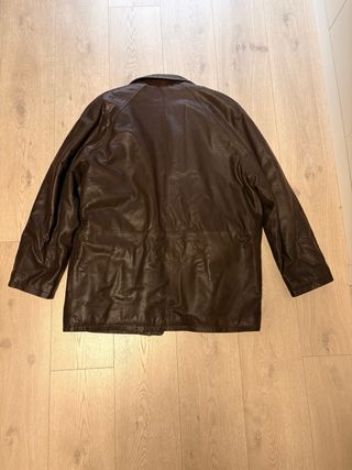 Chaquetón de piel marrón hombre