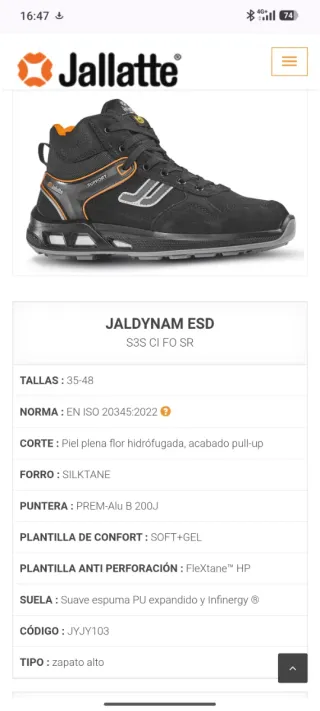 Botas seguridad Jallatte S3 ¡¡ 153€ en Amazon !