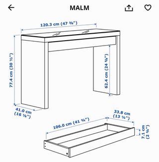 Mesa tocador IKEA MALM blanca