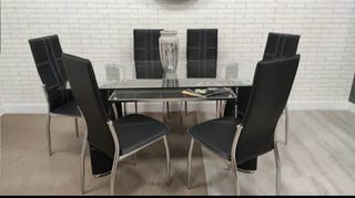 Conjunto Comedor Cristal y Metal - Envio gratis