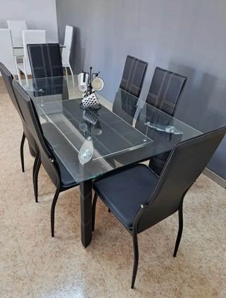 Conjunto Comedor Cristal y Metal - Envio gratis
