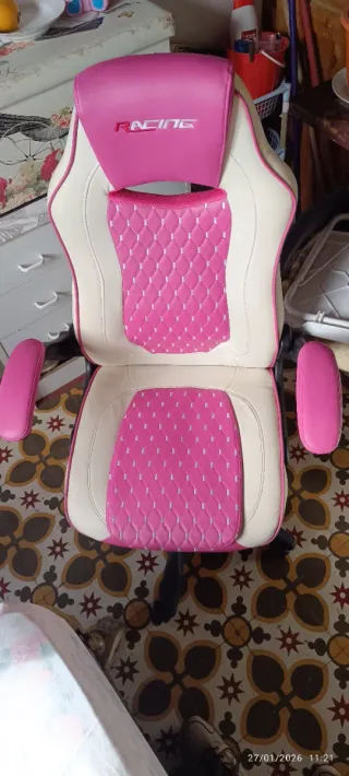 Silla Gaming Rosa y Blanca