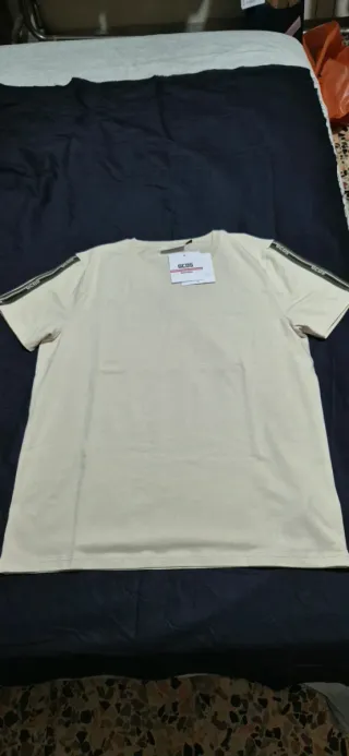 T-shirt GCDS beige con banda logo