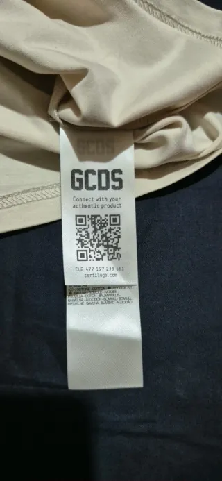 T-shirt GCDS beige con banda logo