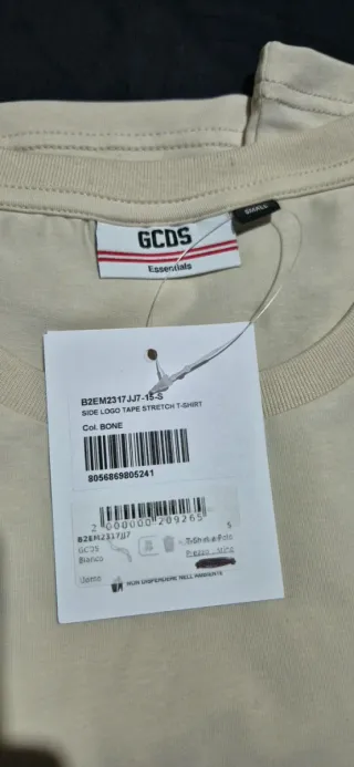T-shirt GCDS beige con banda logo