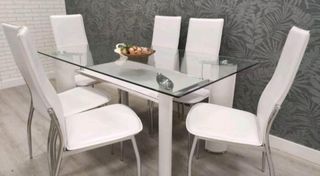 Conjunto Comedor Mesa Cristal y Sillas + Envio