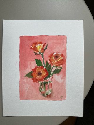 Acquerello rose in vaso