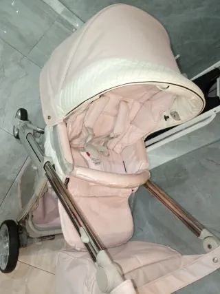 Carro de bebé  cuero rosa bebecar