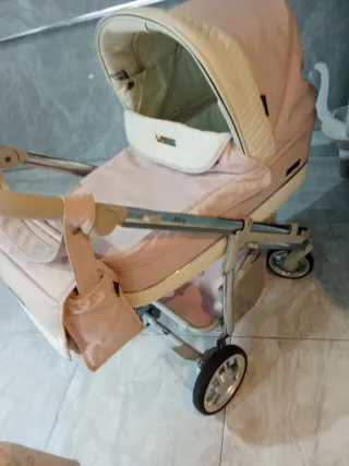 Carro de bebé  cuero rosa bebecar