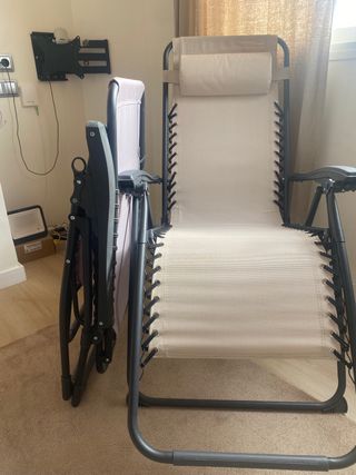 2 Tumbonas Plegables Beige/Gris