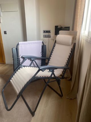 2 Tumbonas Plegables Beige/Gris