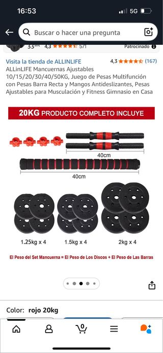 Mancuernas Ajustables ALLinLIFE 20kg