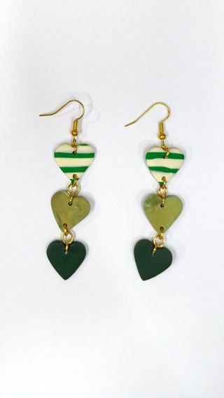 Pendientes Corazón Colgantes Custom Verdes