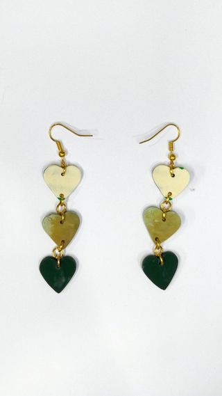 Pendientes Corazón Colgantes Custom Verdes