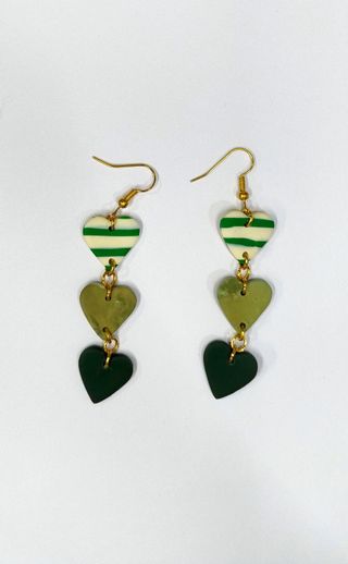 Pendientes Corazón Colgantes Custom Verdes