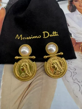 Pendientes Massimo Dutti Dorados Perla