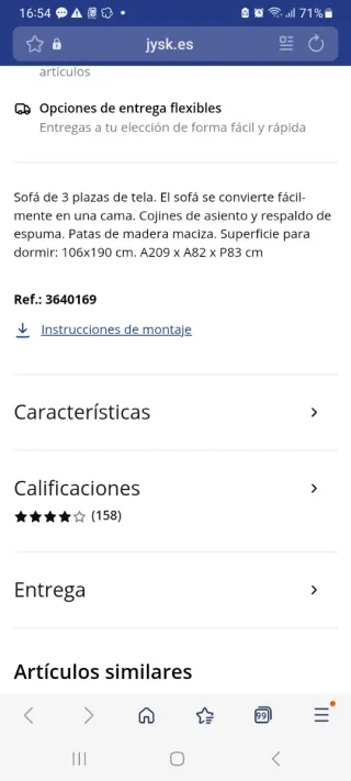 Sofá Cama Gris Tela