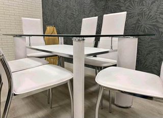 Comedor cristal 6 sillas blanco - Envio gratis