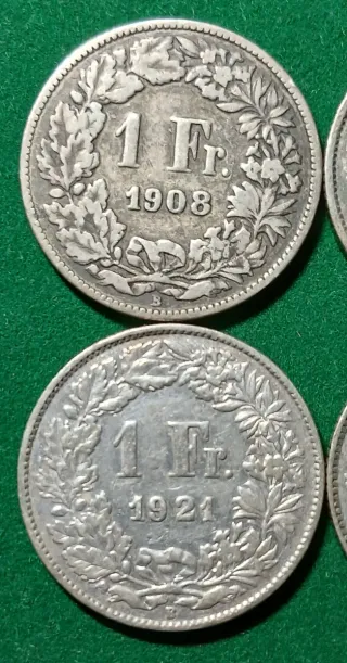 4 Monedas Plata Suiza 1 Fr.
