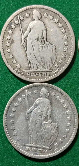 4 Monedas Plata Suiza 1 Fr.