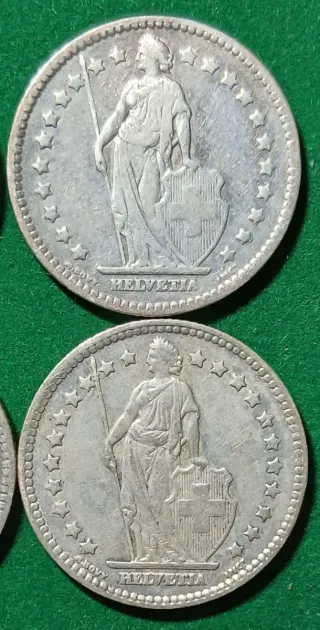 4 Monedas Plata Suiza 1 Fr.