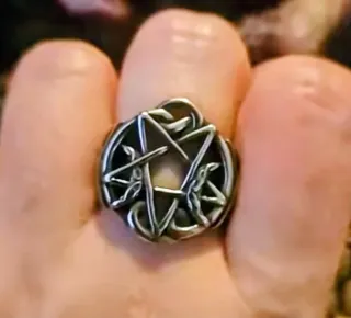 Anillo Acero Estrella 5 Puntas Pentagrama