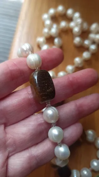 Collar Perlas Naturales y Ojo de Tigre