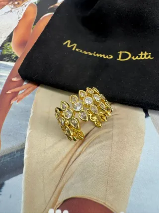 Anillo Massimo Dutti Dorado con Circonitas