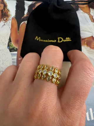 Anillo Massimo Dutti Dorado con Circonitas
