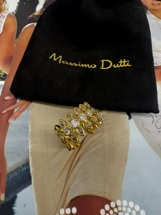 Anillo Massimo Dutti Dorado con Circonitas