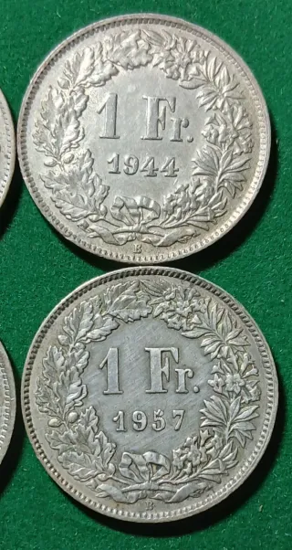 4 Monedas Plata Suiza 1 Fr.