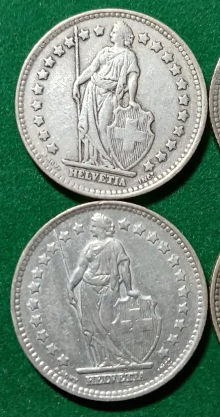 4 Monedas Plata Suiza 1 Fr.