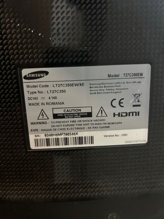 Monitor Samsung (falta el cable de alimentación)