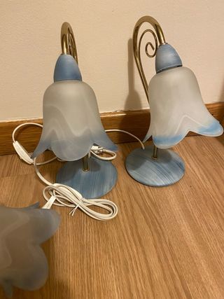 Juego 2 Lámparas Mesa/Techo Cristal y Metal