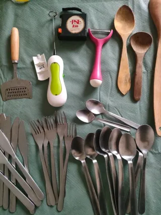 Lote menaje cocina madera y metal