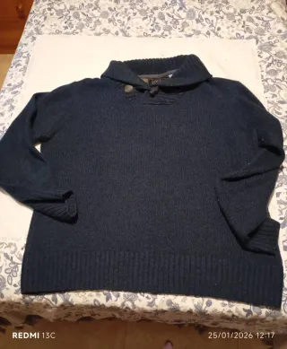 Jersey lana azul cuello