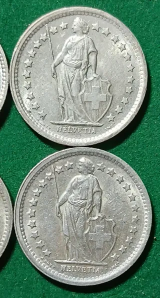 4 Monedas Plata 1/2 Fr. Suiza 1964-1967