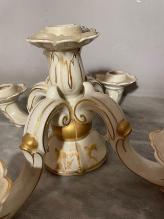Portacandele vintage Gerold porcellana avorio