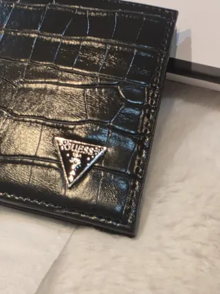 Cartera Guess Piel Negra Cocodrilo Hombre