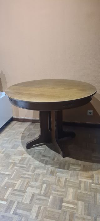 Mesa redonda vintage madera oscura