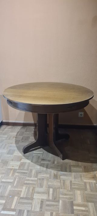 Mesa redonda vintage madera oscura