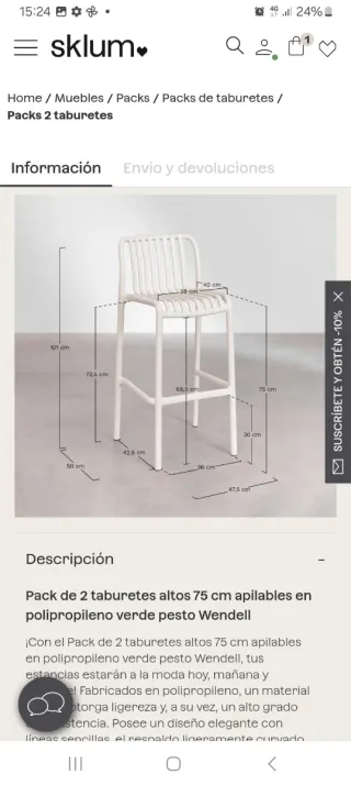 2 Sillas Altas Taburete SKLUM