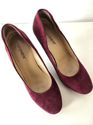 Scarpe décolleté donna bordeaux in pelle, tg 37,5