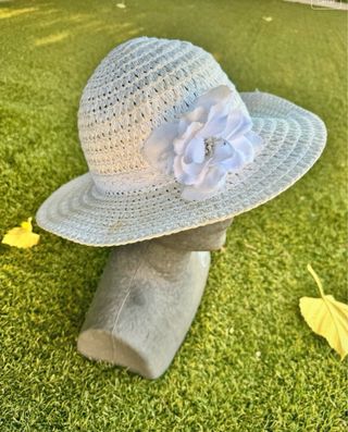 Sombrero de niña blanco/azul para playa