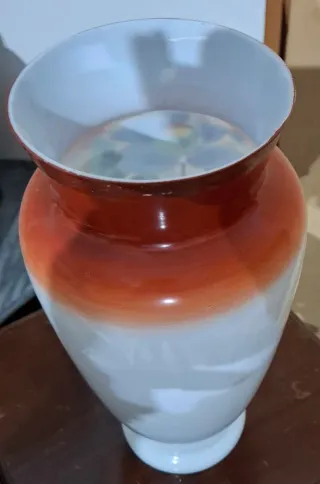 Vaso antico opaline floreale H 32 cm