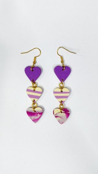 Pendientes Corazón Morado y Rosa