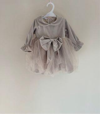 Vestitino bimba con fiocco e tulle 9/12 mesi