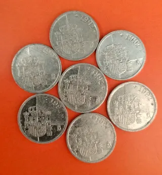 7 Monedas 1 Peseta Juan Carlos I de 1992