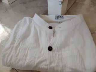 Camisa hombre blanca,lino, marca ibiza,manga corta