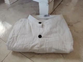 Camisa hombre blanca,lino, marca ibiza,manga corta